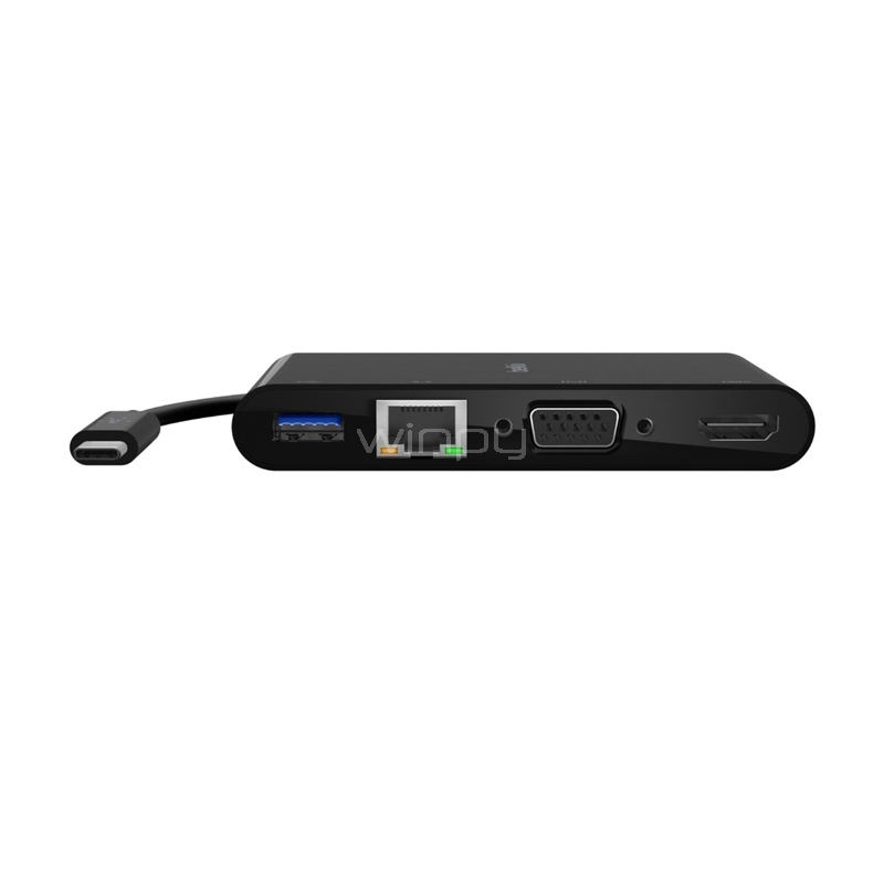 HUB Belkin USB-C Multimedia (HDMI, VGA, USB-A, Ethernet, Negro)