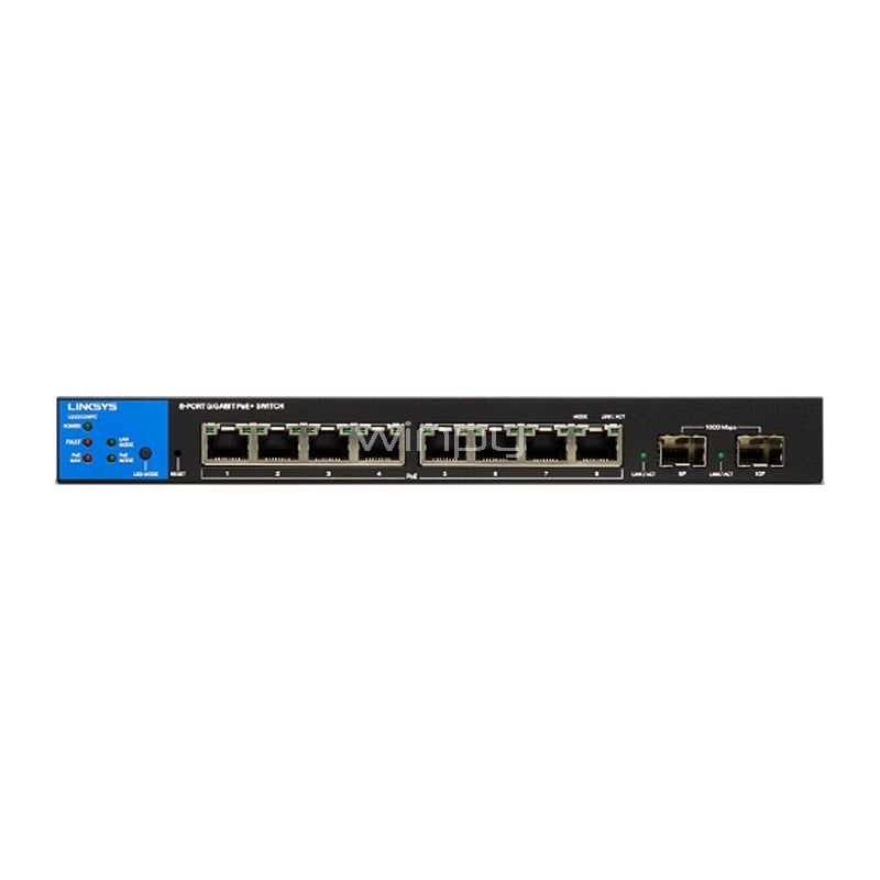 Switch LinkSys de 8 puertos (Gigabit POE 110W, SFP 1GB, Administrable)