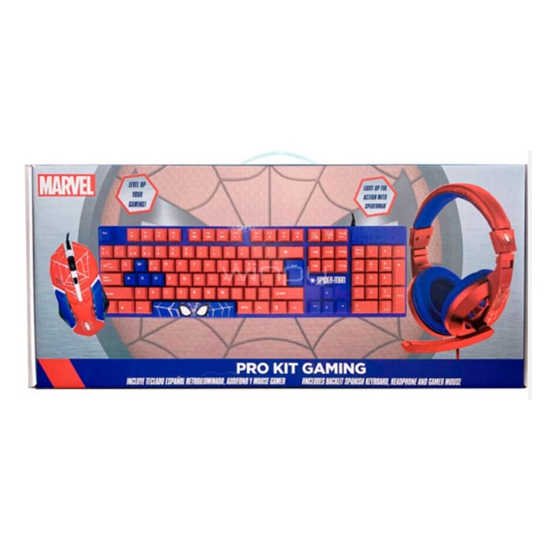 Kit Gamer Marvel Spiderman Teclado+Mouse+Audífonos