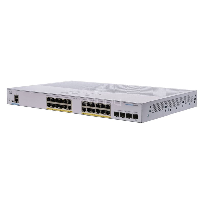 Switch Cisco Business 350 de 24 Puertos (Gestionado, PoE+, SFP, 56 Gbps, 195 W)