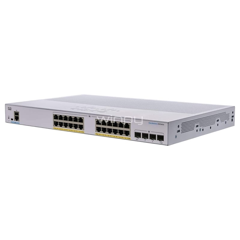 Switch Cisco CBS 250 Smart de 24 puertos Ethernet (L3, 1G, 56 Gbps, SFP, RJ-45/Mini-USB)