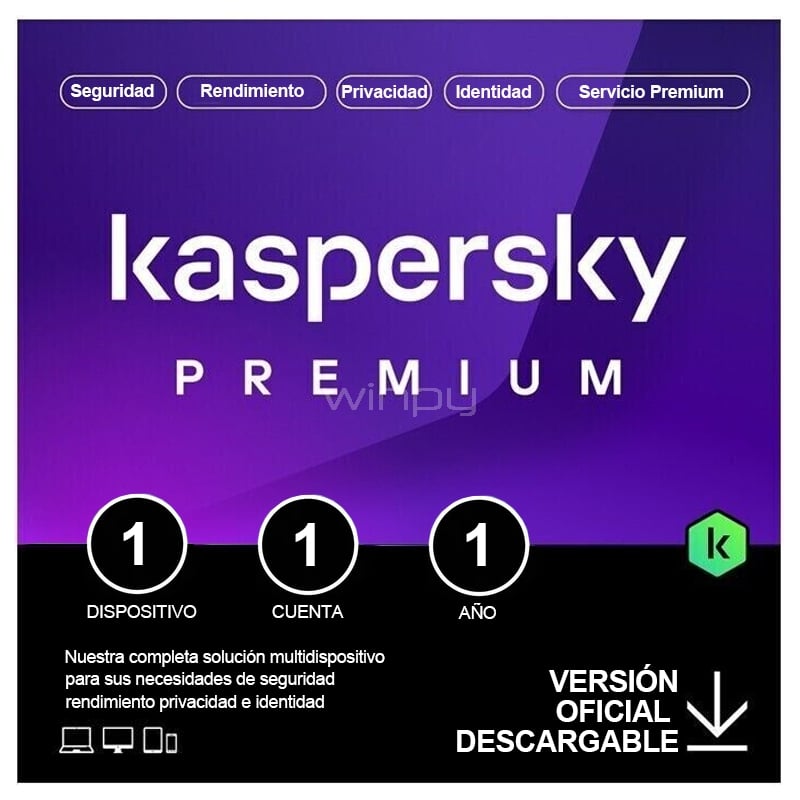 Licencia Antivirus Kaspersky Premium + Soporte (1 Dispositivo, 1 Cuenta, 1 año, Descargable)