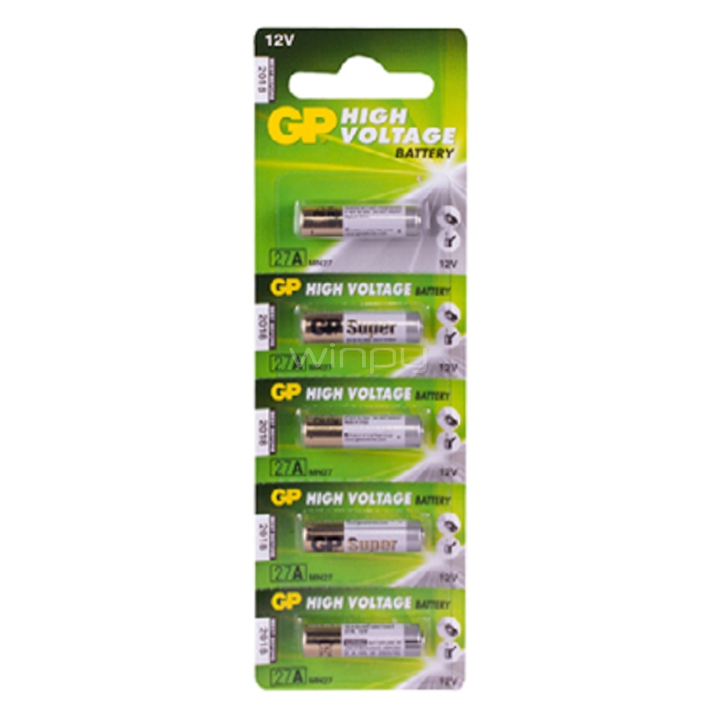 Pack de 5 Pilas GP Batteries 27A (12 Volts)