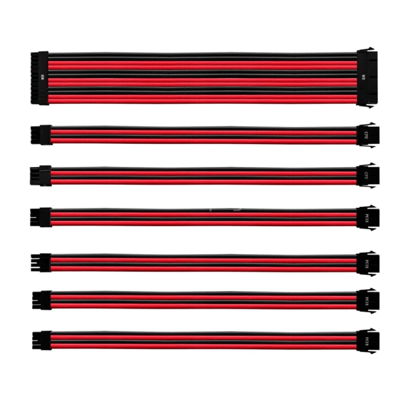 Kit Cables de Extensión Cooler Master Conector Universal (30 cm, 16 AWG, Rojo/ Negro)