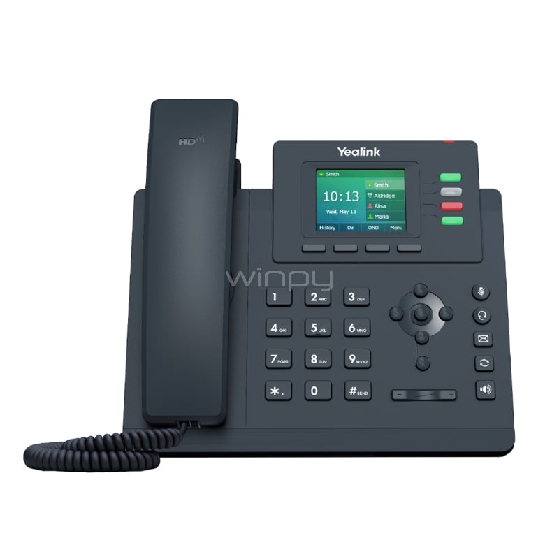 Teléfono IP Yealink SIP-T33P Pantalla a Color (Conferencia de 5 vías, 4 líneas, EHS35, Voz HD, PoE)