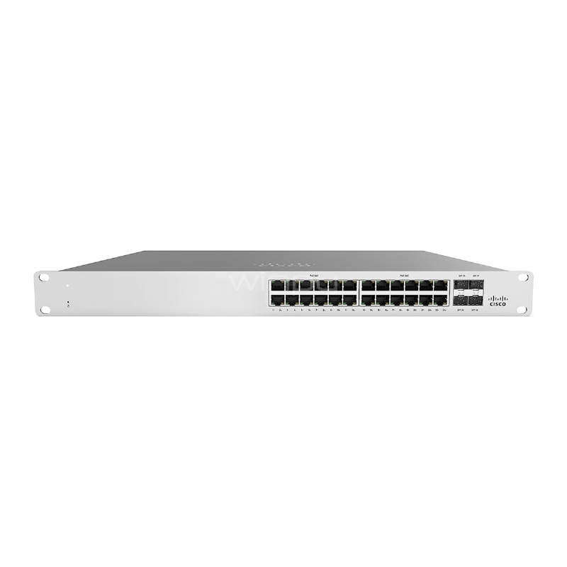 Switch Cisco Meraki Cloud MS120-24P de 24 puertos (Gestionado, Gigabit, SFP, 56Gbps, PoE, 370W)