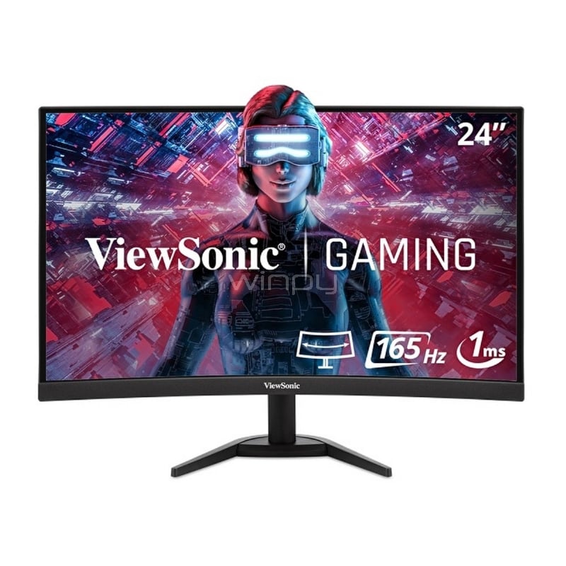 Monitor Gamer ViewSonic VX2418C Curvo de 24“ (VA, Full HD, 165Hz, 1ms, D-Port+HDMI, FreeSync, Vesa)