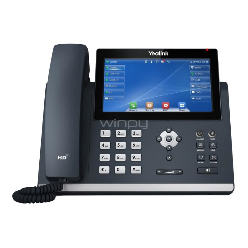 Teléfono IP Yealink SIP-T48U Pantalla a Color de 7“ (Conferencia de 10 vías, Voz HD, USB/ Ethernet, Wi-Fi/  Bluetooth, PoE)