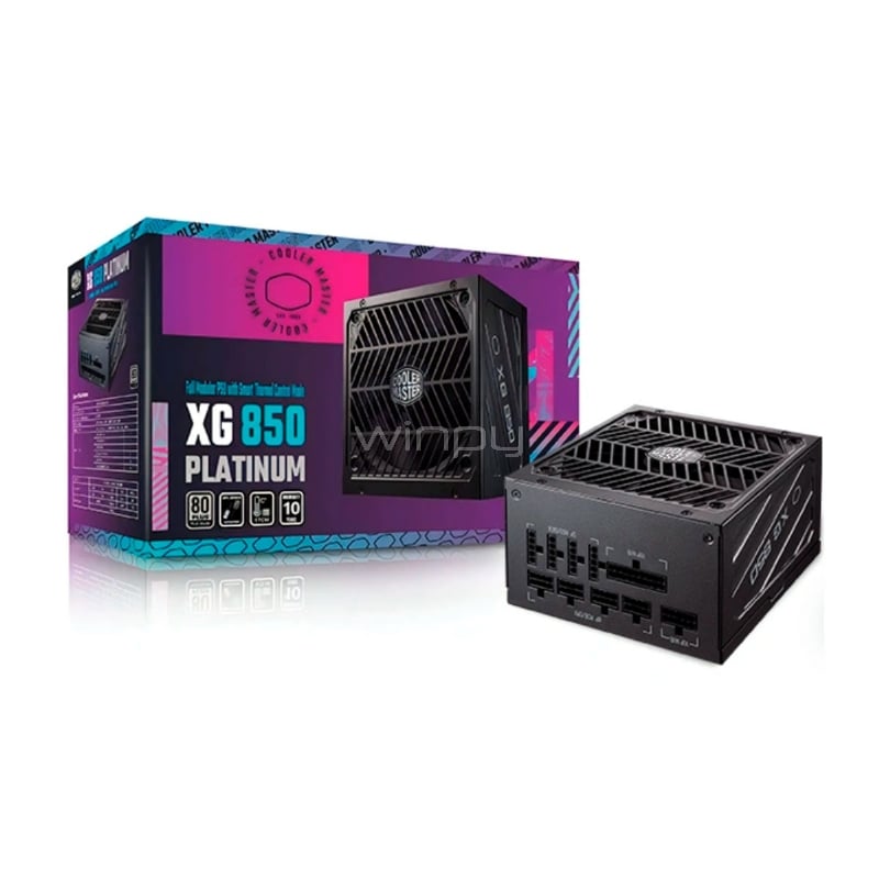 Fuente de Poder Cooler Master XG850 de 850W (Full Modular, Certificada 80+ Platinum, ATX)