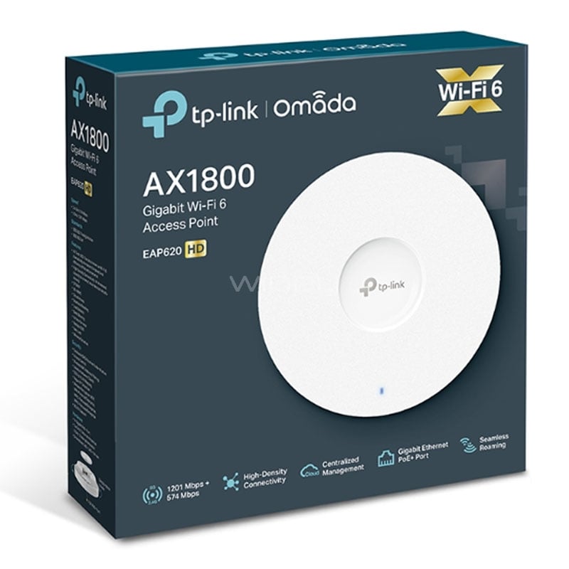 Punto de Acceso TP-Link AX1800 (Doble Banda, PoE+, Wi-Fi 6, Montaje pared/techo)