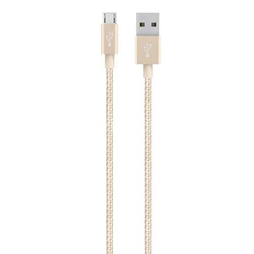 Cable Belkin premium Micro-USB, compatible con Samsung Galaxy, color dorado metálico