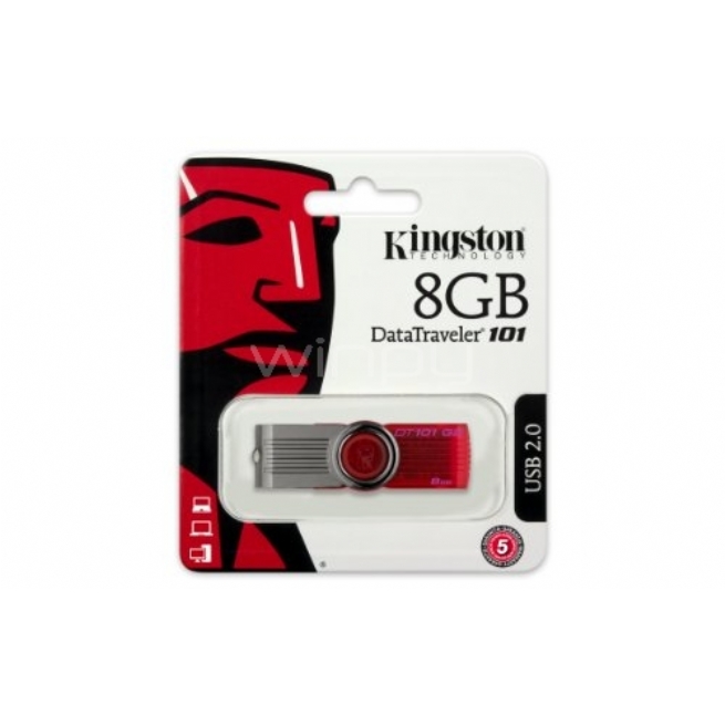 Pendriver Kingston DataTraveler - DT101G2 - Memoria USB de 8 GB, rojo