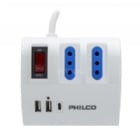 Extensión de Enchufes Philco de AC/USB (3 Tomas, 2 USB-A, 1 USB-C, Switch ON/OFF)