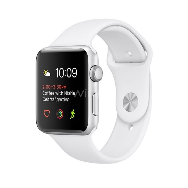 Apple Watch Series 2, Caja de aluminio color plata de 42 mm / correa deportiva blanca