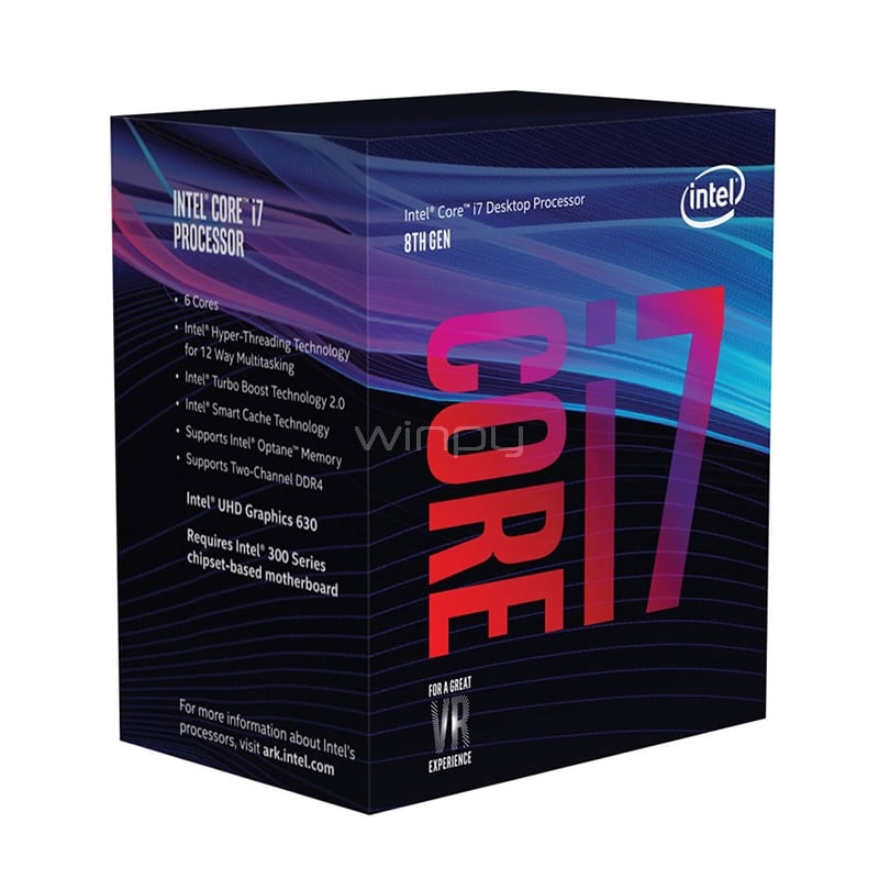 Procesador Intel Core i7-8700 Coffe Lake (LGA1151v2 - 6 Núcleos - 3,2 GHz - Turbo 4,6 GHz)