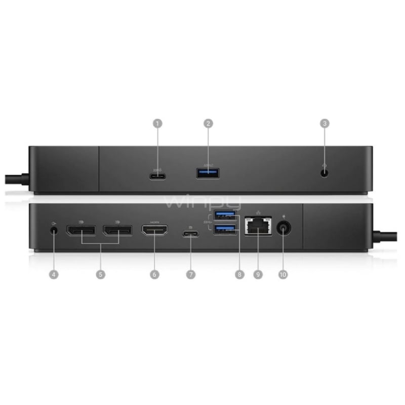 Estación de Acoplamiento Dell WD19-130W USB-C (Audio In/ Out, USB-A 3.1, D-Port, HDMI, LAN, PD 90W)