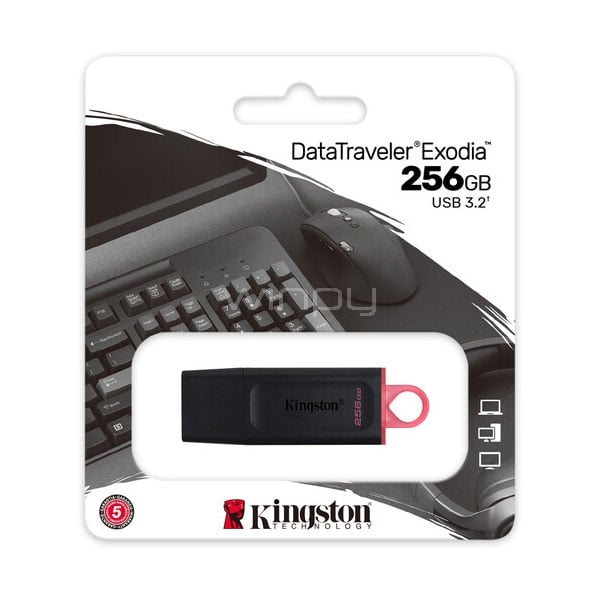 Pendrive Kingston DataTraveler Exodia de 256GB (USB 3.1, Negro)