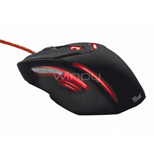 Mouse Trust Gaming GXT 152  (6 botones, 2400 DPI, PC/Mac, negro y rojo)