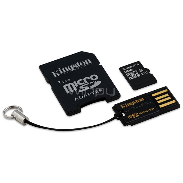 Tarjeta microSDHC Kingston Multi Kit de 8 GB Class 10