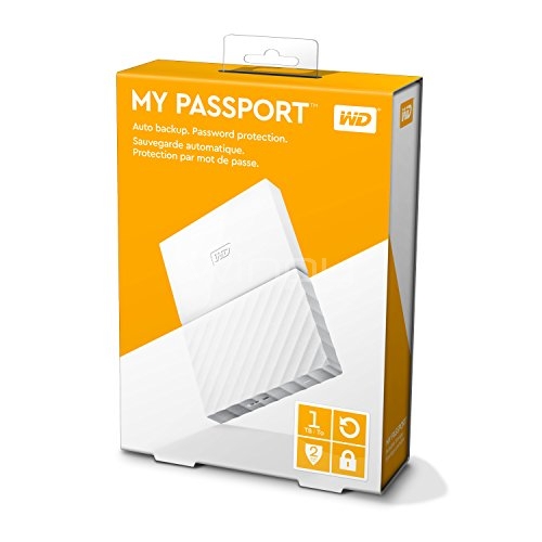 Disco duro portátil Western Digital My Passport de 1TB (USB 3.0, Blanco)