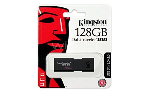 Pendrive Kingston DataTraveler 100 G3 de 128GB (USB 3.0, Negro)