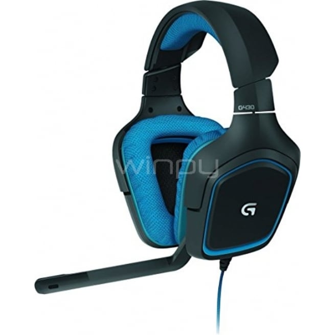 Audífonos Gamer Logitech G430 con sonido 7,1 (Micrófono - USB - Negro/Azul)