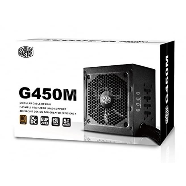 Fuente de Poder Cooler Master 450W Certificada 80+ Bronze (ATX, Modular)