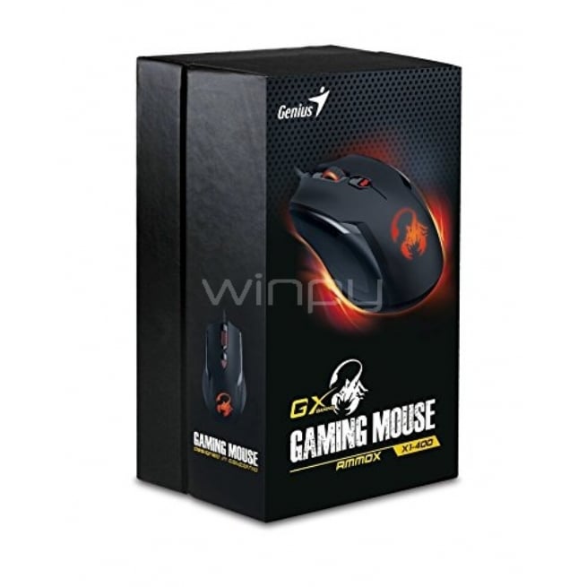 Mouse Gamer Genius GX Ammox X1-400 Ambidiestro (3200dpi, Negro)