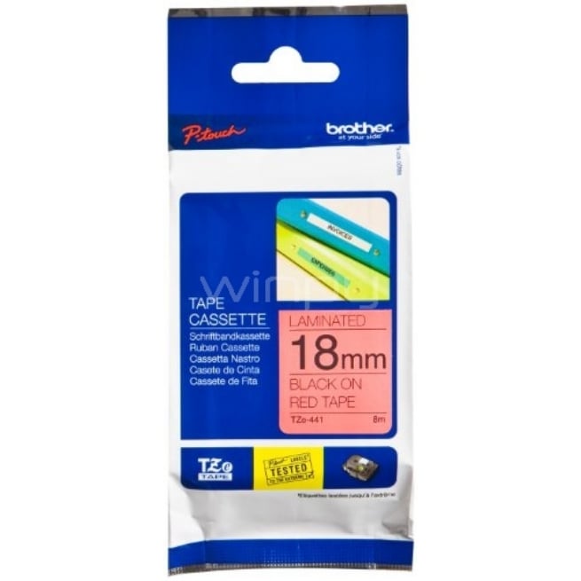 Cinta laminada Brother TZe441 -  (ancho: 18 mm, longitud: 8 m) para P-Touch etiquetadoras