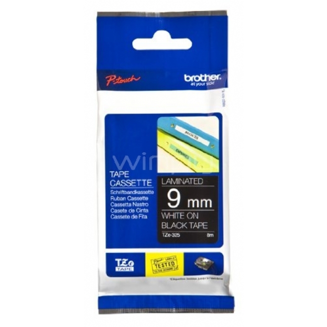 Cinta laminada Brother TZe325 -  para Etiquetadoras P-Touch  (ancho: 9 mm, longitud: 8 m)