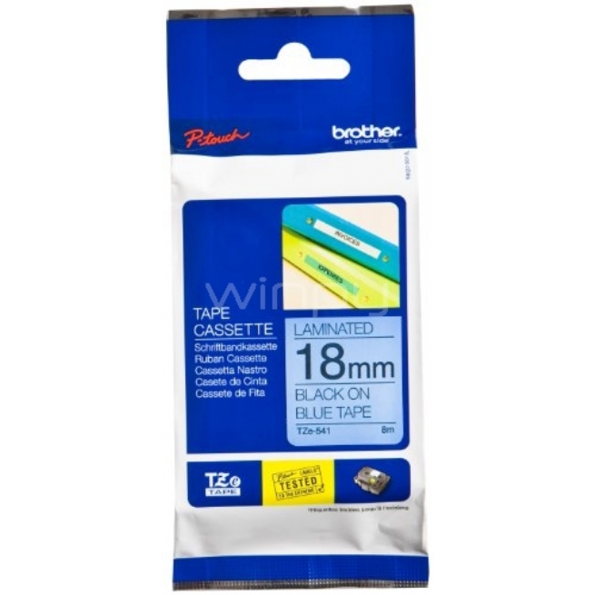 Cinta laminada Brother TZe541 - (ancho: 18 mm, longitud: 8 m)