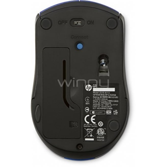 Mouse inalámbrico óptico, HP X3000  - Color Azul