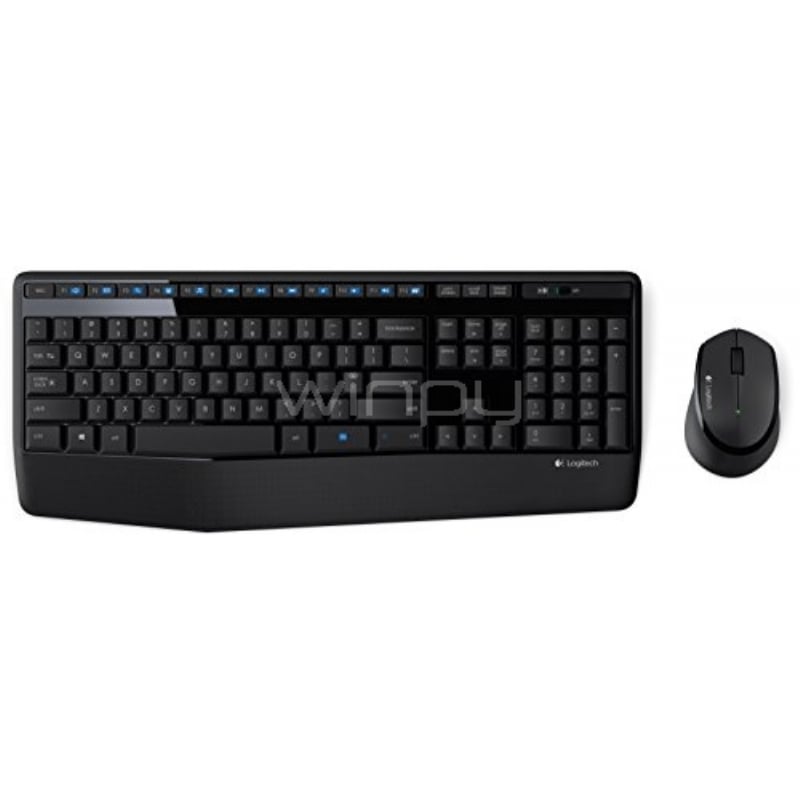 Combo Teclado mouse Logitech  MK345 (RF inalámbrico, Universal, QWERTY, Batería, Negro, Azul)