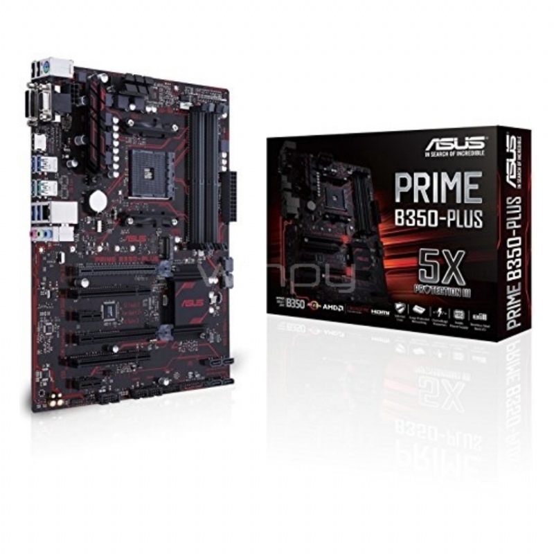 Placa Madre ASUS PRIME B350-PLUS - Compatible con Ryzen (AM4, DDR4-3200, LED, ATX)