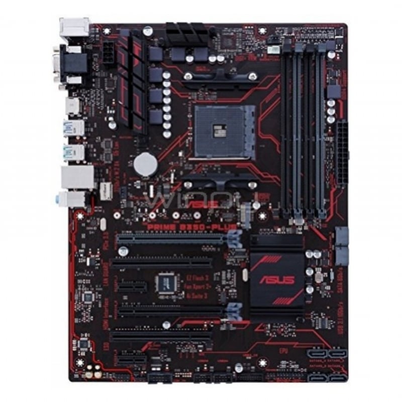 Placa Madre ASUS PRIME B350-PLUS - Compatible con Ryzen (AM4, DDR4-3200, LED, ATX)