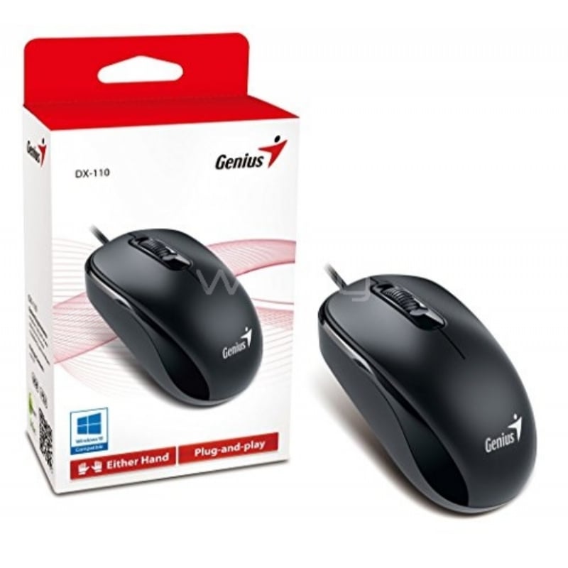 Mouse Genius DX-110 Ambidiestro (USB, Negro)