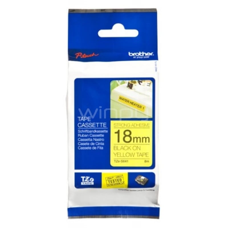 Cinta laminada adhesiva Brother TZeS641 (ancho: 18 mm, longitud: 8 m)