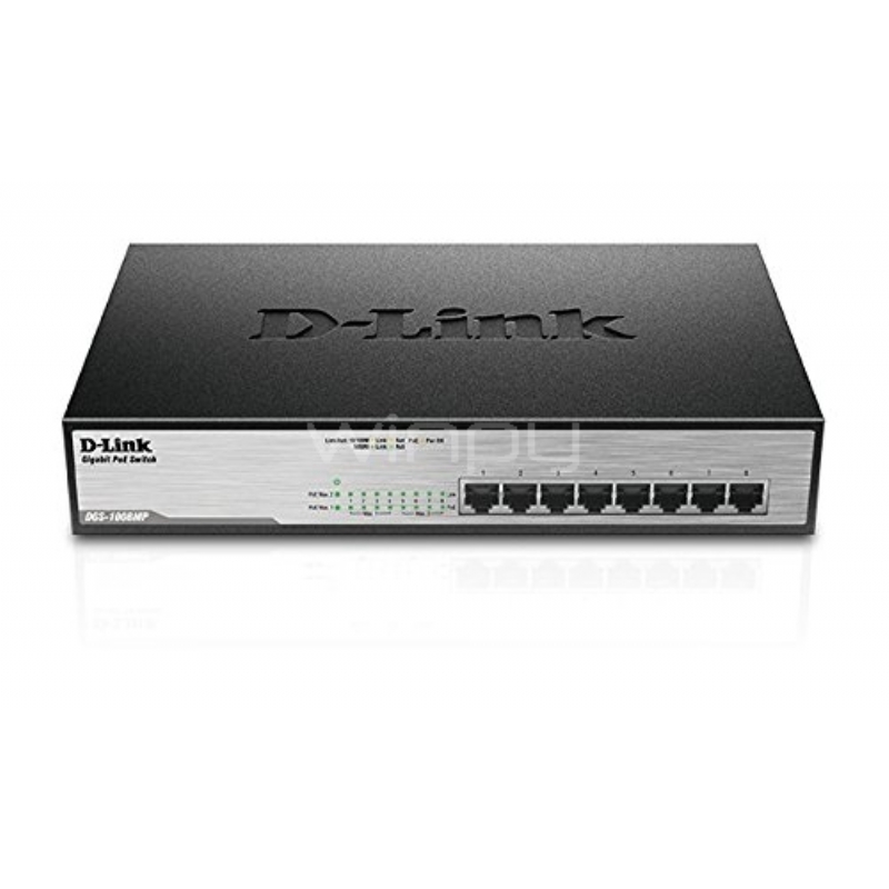 Switch D-Link DGS-1008MP No administrado Gigabit Ethernet (PoE) 1U