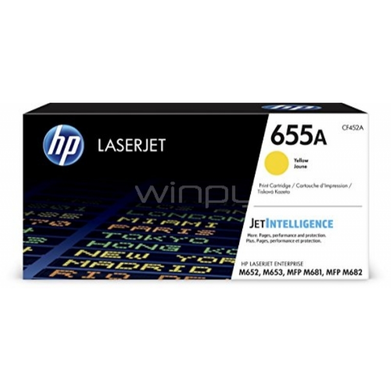 Cartucho de tóner original HP LaserJet 655A (Amarillo, CF452A)