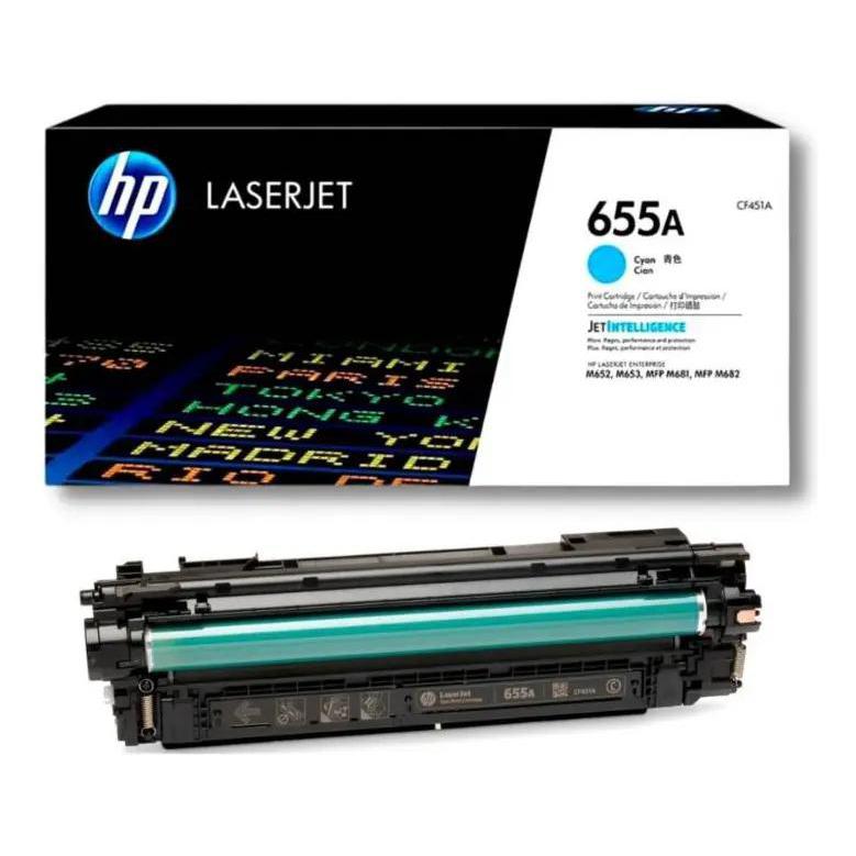 Cartucho de tóner original HP LaserJet 655A (Cian, CF451A)