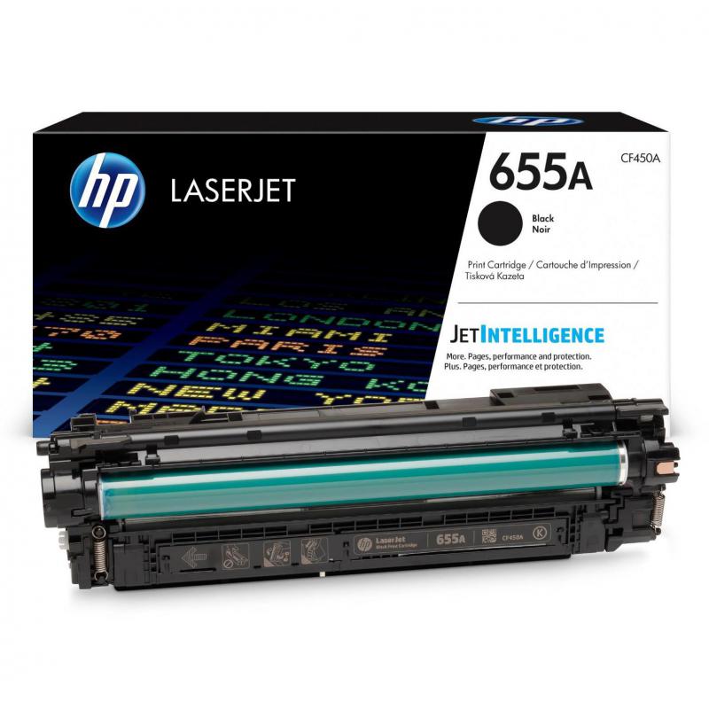 Cartucho de tóner original HP LaserJet 655A (Negro, CF450A)