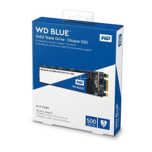 Unidad estado sólido Western Digital Blue de 500GB (M2, 3D NAND, SATA)