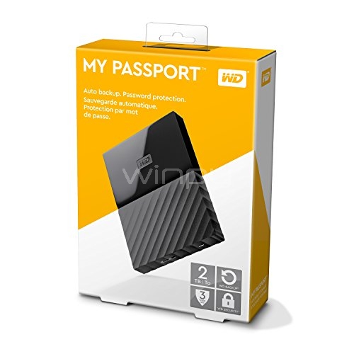 Disco duro portátil Western Digital My Passport de 2TB (USB 3.0, Negro)