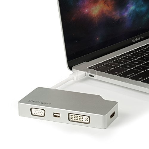 Adaptador de Audio y Vídeo  Startech 4 en 1 (Conversor USB-C a VGA, DVI, HDMI o mini DispayPort, Soporta 4K)