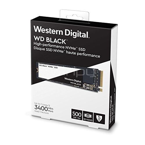 Unidad estado sólido Western Digital Black de 500GB (NVMe, 3D NAND, 3400 MB/s)
