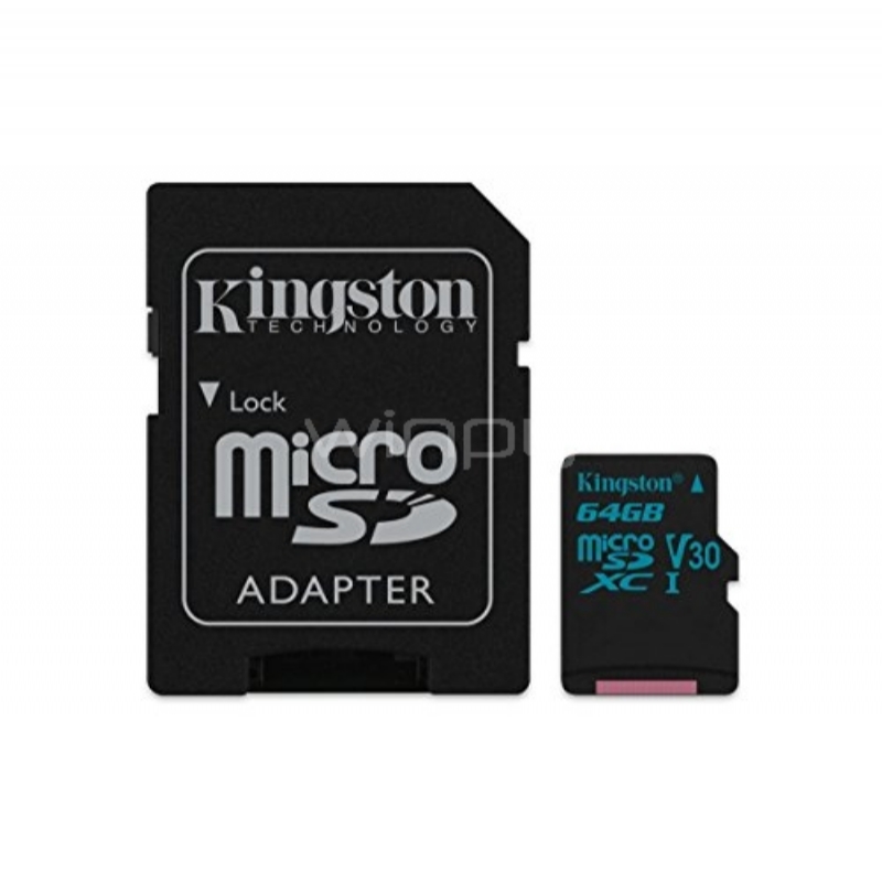 Tarjeta de memoria MicroSD Kingston Canvas Go! de 64GB (con Adaptador SD, UHS-I, Clase 10)