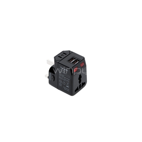 Adaptador de Corriente Targus para Viajes con 2 puertos de carga USB