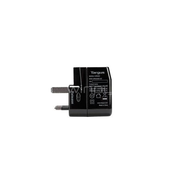 Adaptador de Corriente Targus para Viajes con 2 puertos de carga USB