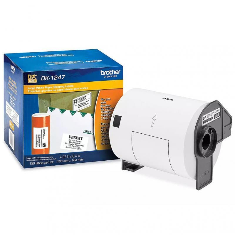 Etiqueta de papel Brother DK1247 (103mm x 164mm, 180 etiquetas, Fondo Blanco)