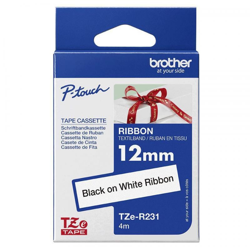 Cinta Brother, satinada no adhesiva ( Texto negro sobre tejido blanco no adhesivo)